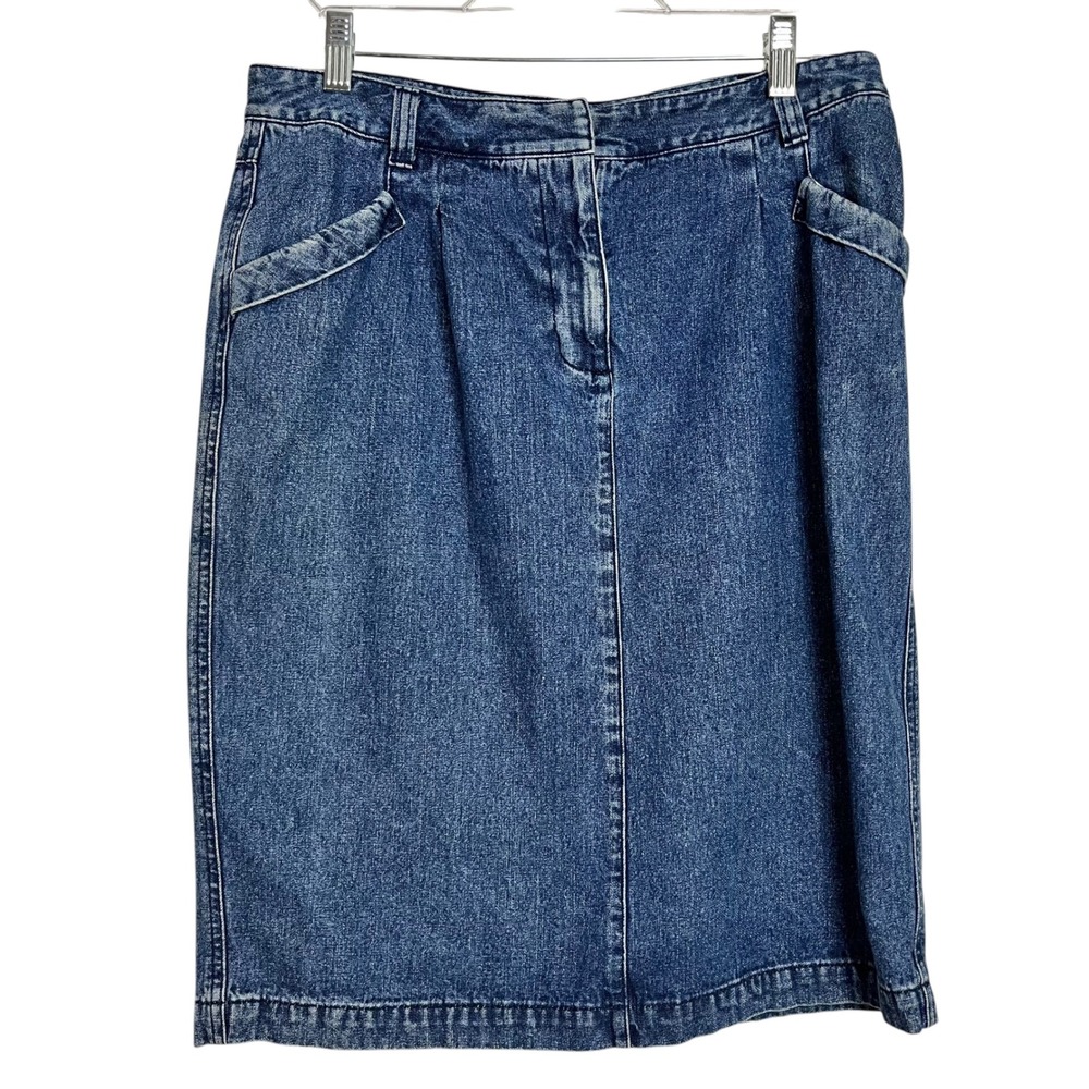 Kim Rogers Denim Skirt Womens Size 10 Blue Jean Midi Casual Career (3082)